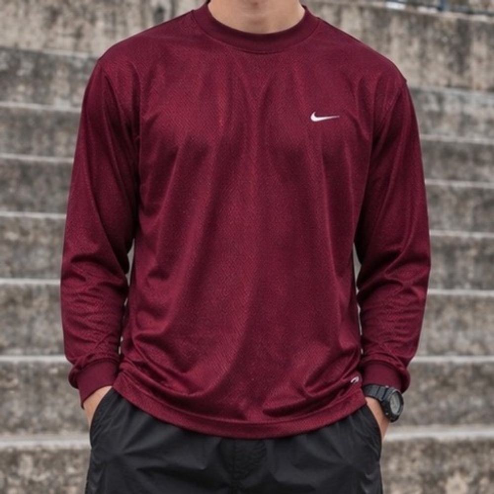 Vintage Y2K Nike Team Burgundy Mesh Long Sleeve Football Practice Jersey Mens M